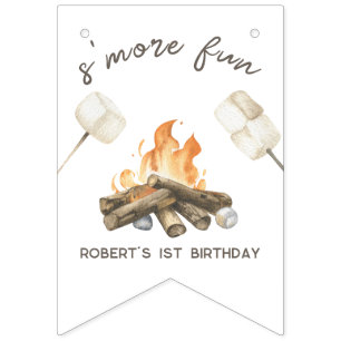 S'more Campfire 1st Birthday Party Bunting