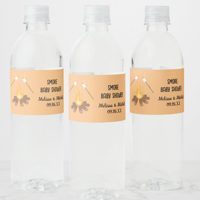 Smore campfire Baby Shower couples baby shower  Water Bottle Label (Creator Uploaded)