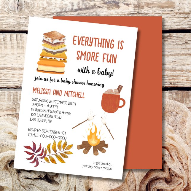 Smore Campfire Marshmallow Baby Shower Invitation (Creator Uploaded)