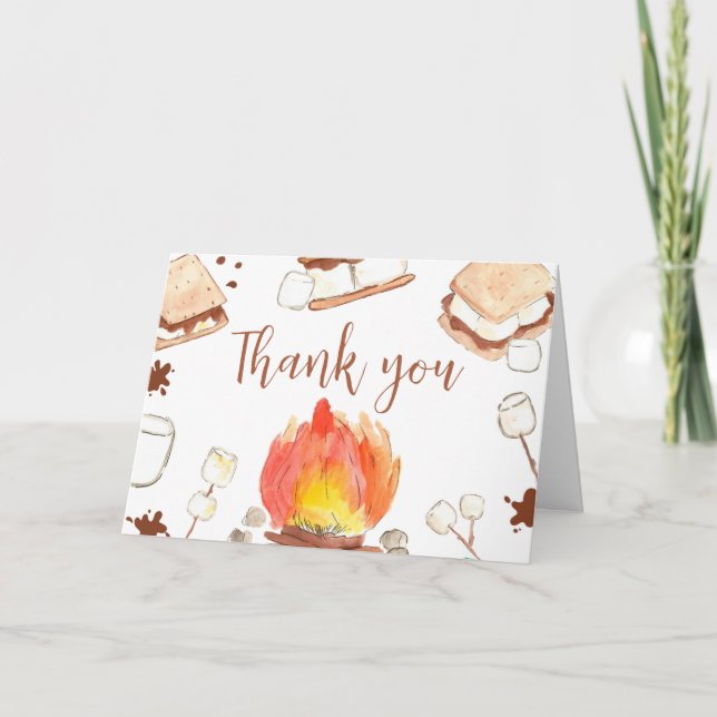 S'more Camping Baby Shower  Thank You Card (Front)