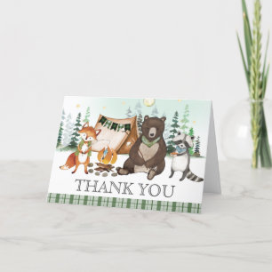 S'more Camping Bear Fox Bonfire Smores Birthday Thank You Card
