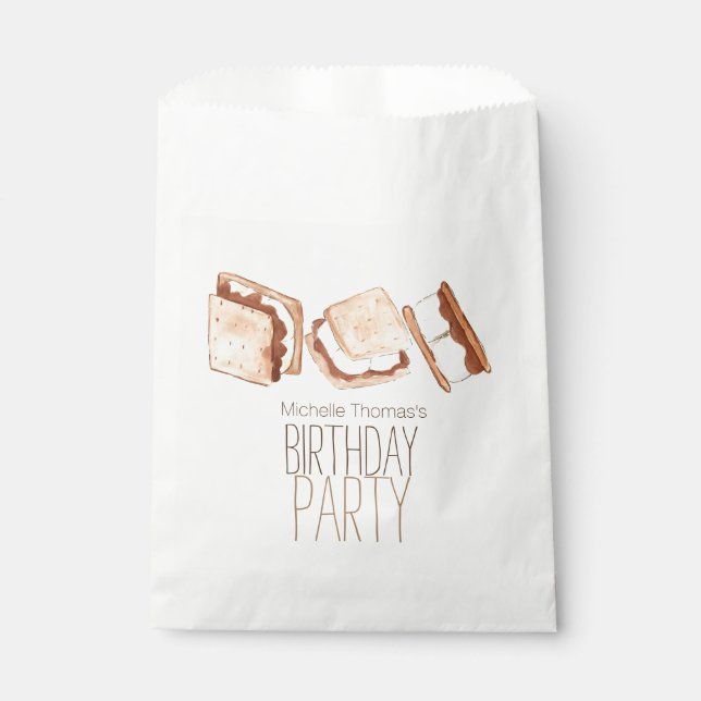 Smore camping birthday party favour bag (Front)