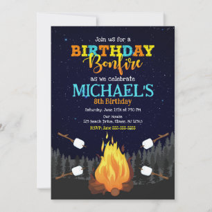 S'more Camping Bonfire Outdoor Backyard Birthday Invitation