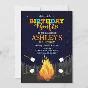 S'more Camping Bonfire Outdoor Backyard Birthday Invitation