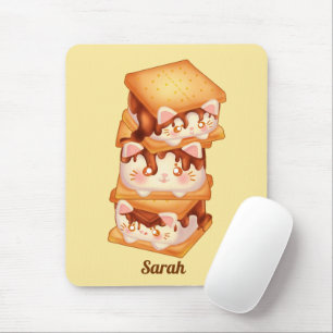 S'more Chocolate And Marshmallow cats Mouse Pad