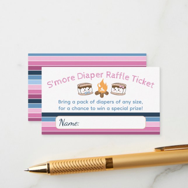 S'more diaper raffle ticket enclosure card (Front/Back In Situ)