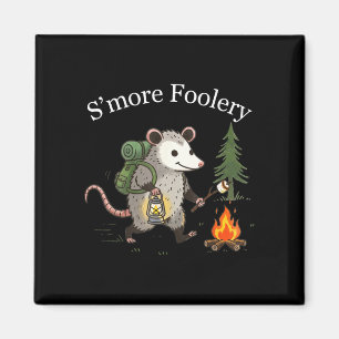 S'more foolery opossum marshmallow funny campfire magnet