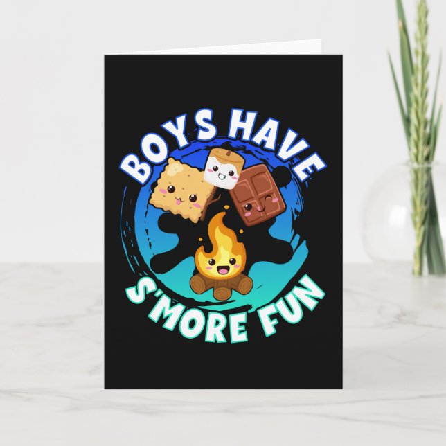 Smore Fun Boys Kids Camping Campfire Card (Front)