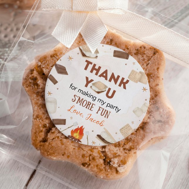 S'more Fun Campfire Camping Kids Birthday Classic Round Sticker (Creator Uploaded)