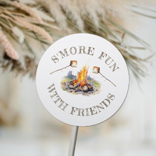 Smore Fun Cute Campfire Camping Kids Birthday Classic Round Sticker