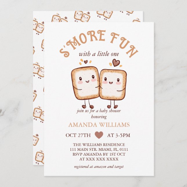 S'more Fun Kawaii Campfire Baby Shower  Invitation (Front/Back)