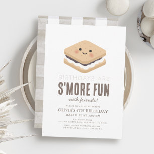 S'more Fun Kawaii Kids Birthday Invitation