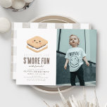 S'more Fun Kawaii Kid's Birthday Photo Invitation<br><div class="desc">This cute and kawaii "S'more Fun" kid's photo birthday invitation features a s'more with smiling face. The reverse side features a white background with light brown gingham plaid. Personalise for your needs. You can find more matching products at my store.</div>