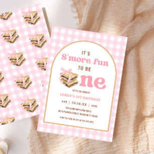 Smore Fun To Be One Girl 1st Birthday Party Invitation