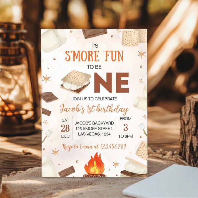 S'more Fun To Be One Smores Campfire Birthday Invitation (Creator Uploaded)