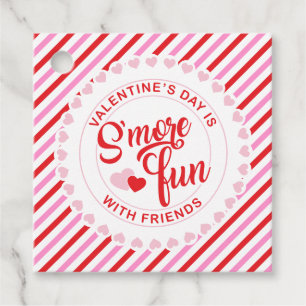 S'more Fun Valentine's Day Pink and Red Stripe Favour Tags