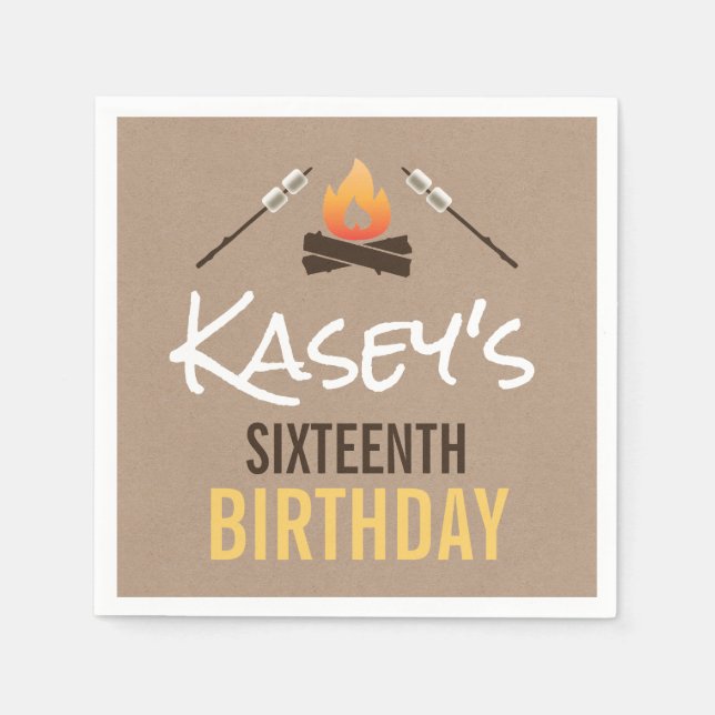 S'more Fun With Friends Bonfire Birthday Party Napkin (Front)