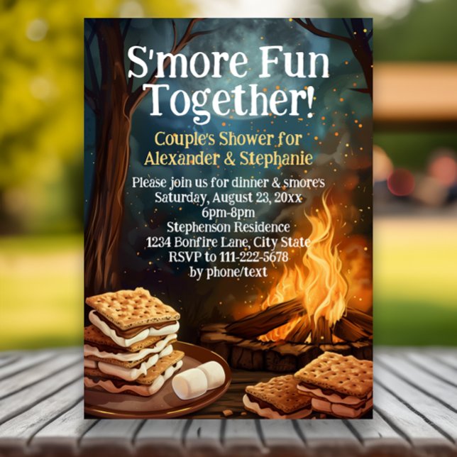 Smore Fun with Friends Bonfire Couples Shower Invitation (smore fun together i do bbq couples bridal shower invitations)