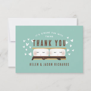 S'more fun with Twins Baby Shower Thank You Card