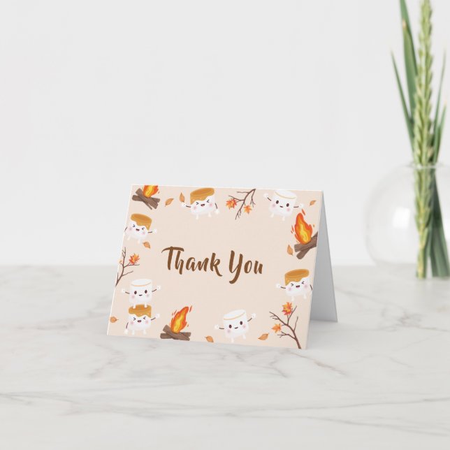 S'more Love Fall Rustic Camping Baby Shower Thank You Card (Front)
