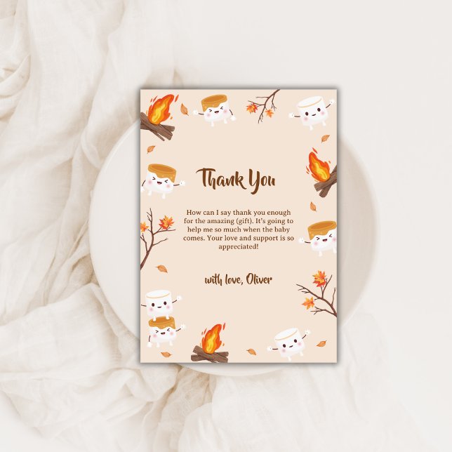 S'more Love Rustic Camping Fall Baby Shower  Thank You Card (S'more Love Rustic Camping Fall Baby Shower Thank You Card)