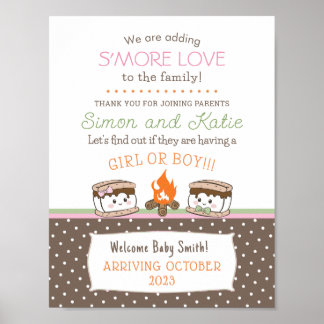 S'more Love themed baby gender reveal baby shower Poster