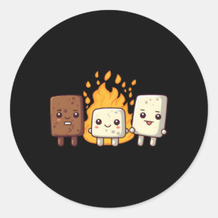 S'More Marshmallow Smores Camper Camg Kawaii Classic Round Sticker