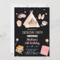 S'more pyjamas birthday party invitation