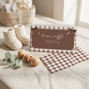 S'more to Love Brown Gingham Diaper Raffle Enclosure Card