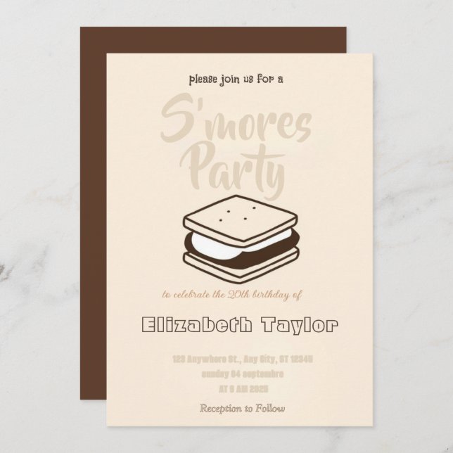 S'mores Birthday Party Invitation – Cozy Campfire (Front/Back)