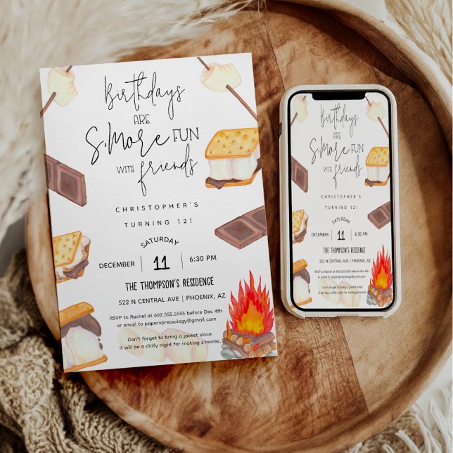 Smores Birthday S'more Fun Party Campfire Bonfire Invitation (Creator Uploaded)