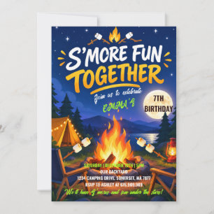 S'mores Bonfire Birthday Party Invitation