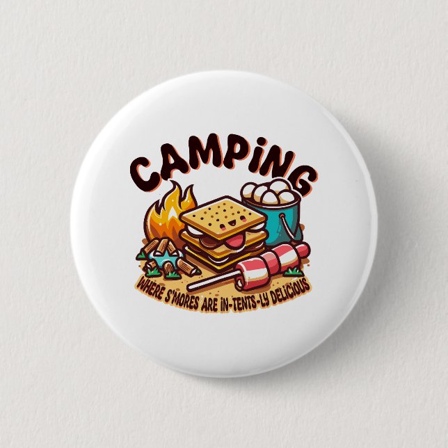 smores camp 6 cm round badge (Front)
