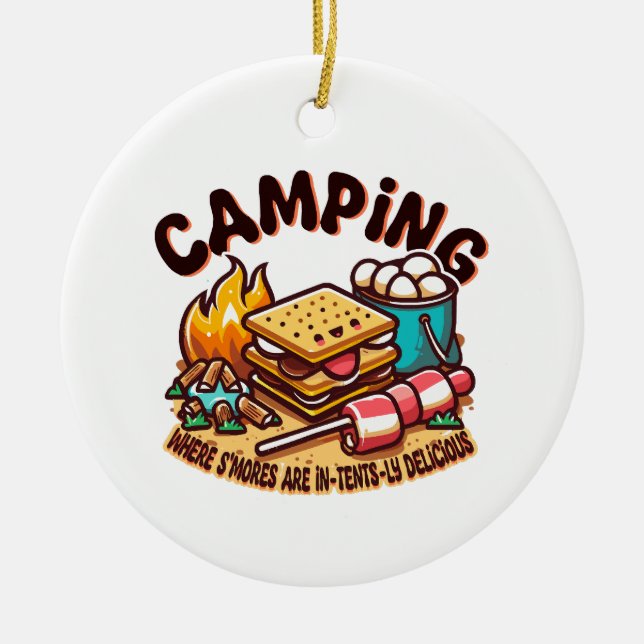 smores camp ceramic ornament (Front)