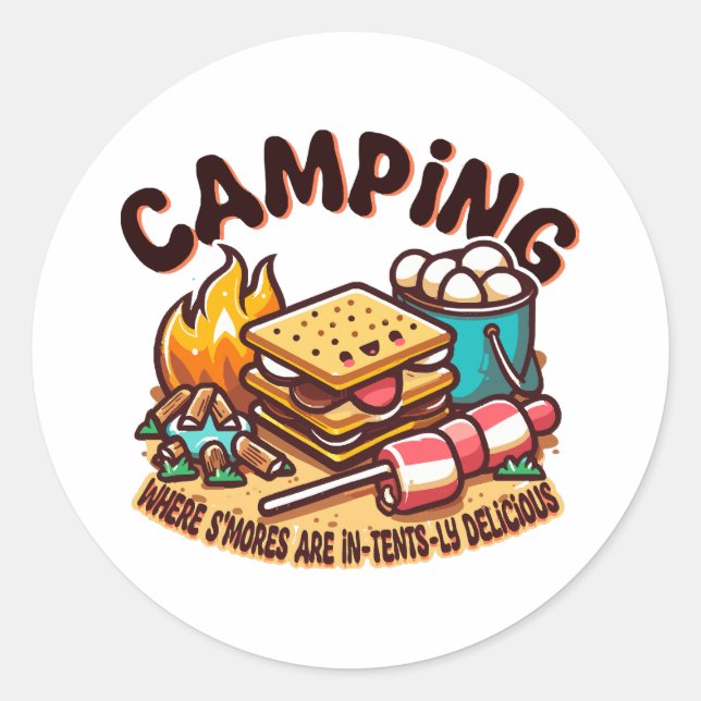 smores camp classic round sticker (Front)