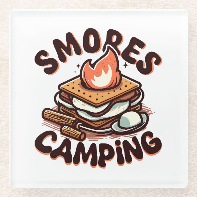smores camp glass coaster (Front)
