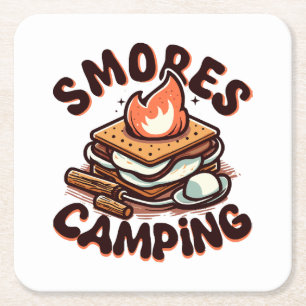 smores camp square paper coaster