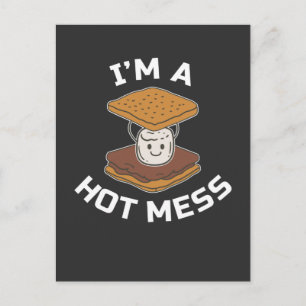 Smores Camper Funny Campfire Hot Mess Camping Food Postcard