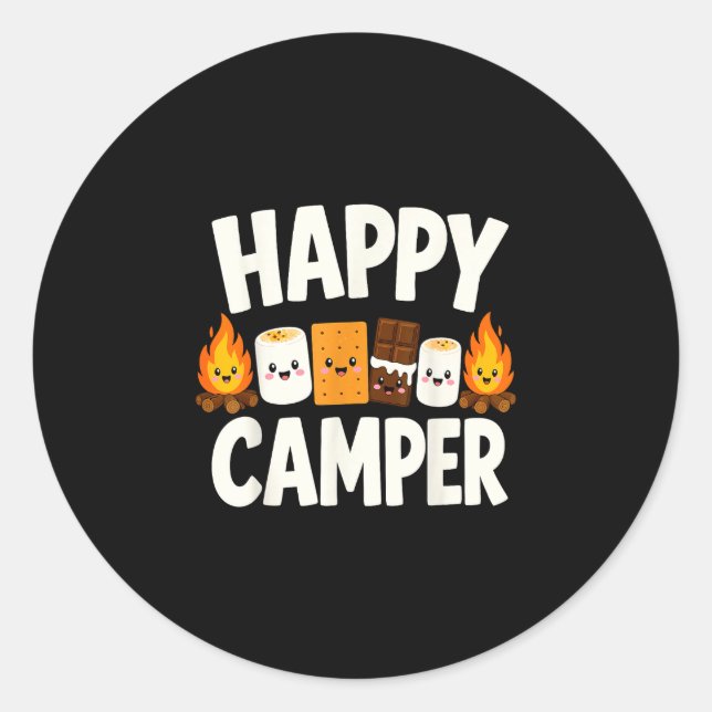 S'mores campfire camping  classic round sticker (Front)
