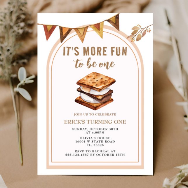 Smores Camping Arch 1st Birthday Invitation (Creator Uploaded)