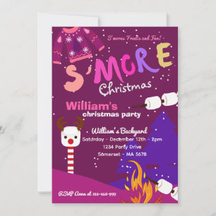 S'mores Christmas Party S'mores Camping Christmas Invitation