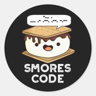 Smores Code Funny Food Pun Dark BG Classic Round Sticker