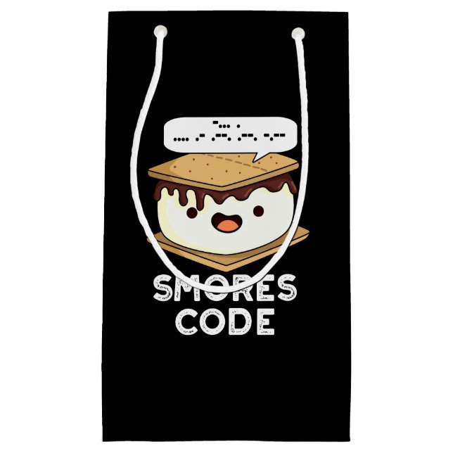 Smores Code Funny Food Pun Dark BG Small Gift Bag (Front)