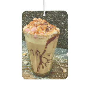 s'mores coffee with whipped cream and marshmallow car air freshener