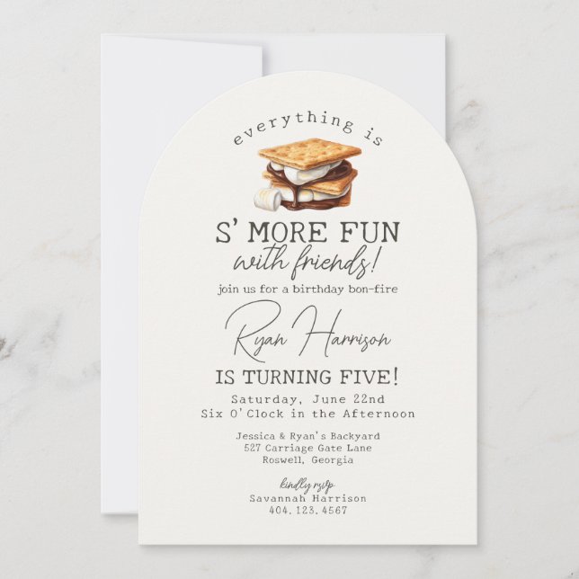 S'mores Fall Bonfire Outdoor Birthday Invitation (Front)