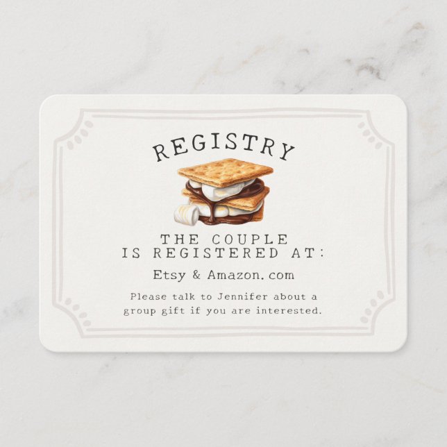 Smores Fall Bonfire Outdoor Bridal Registry Insert (Front)