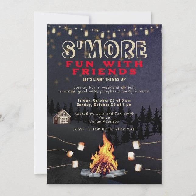 S'mores Fun Bonfire Backyard Cookout Friendsgiving Invitation (Front)