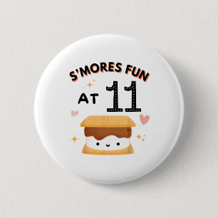 Smores Fun Camping Birthday 11 Years Old Camper 11 6 Cm Round Badge