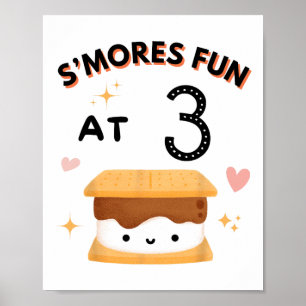 Smores Fun Camping Birthday 3 Years Old Camper 3rd Poster