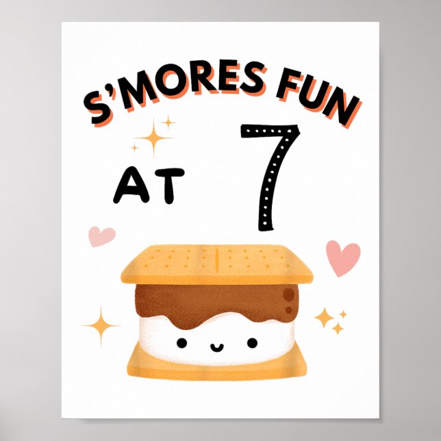 Smores Fun Camping Birthday 7 Years Old Camper 7th Poster (Front)